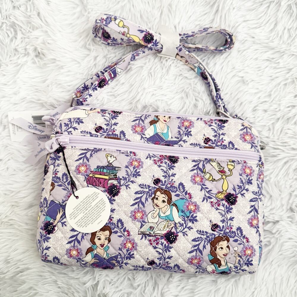 DISNEY x VERA BRADLEY | Belle Floral Triple Compartment Crossbody Beauty Beast - Picture 4 of 10